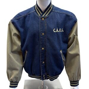 Wear-Guard Vintage Denim Varsity Bomber Jacket Blue Khaki‎ Mens Medium C.A.R.S.